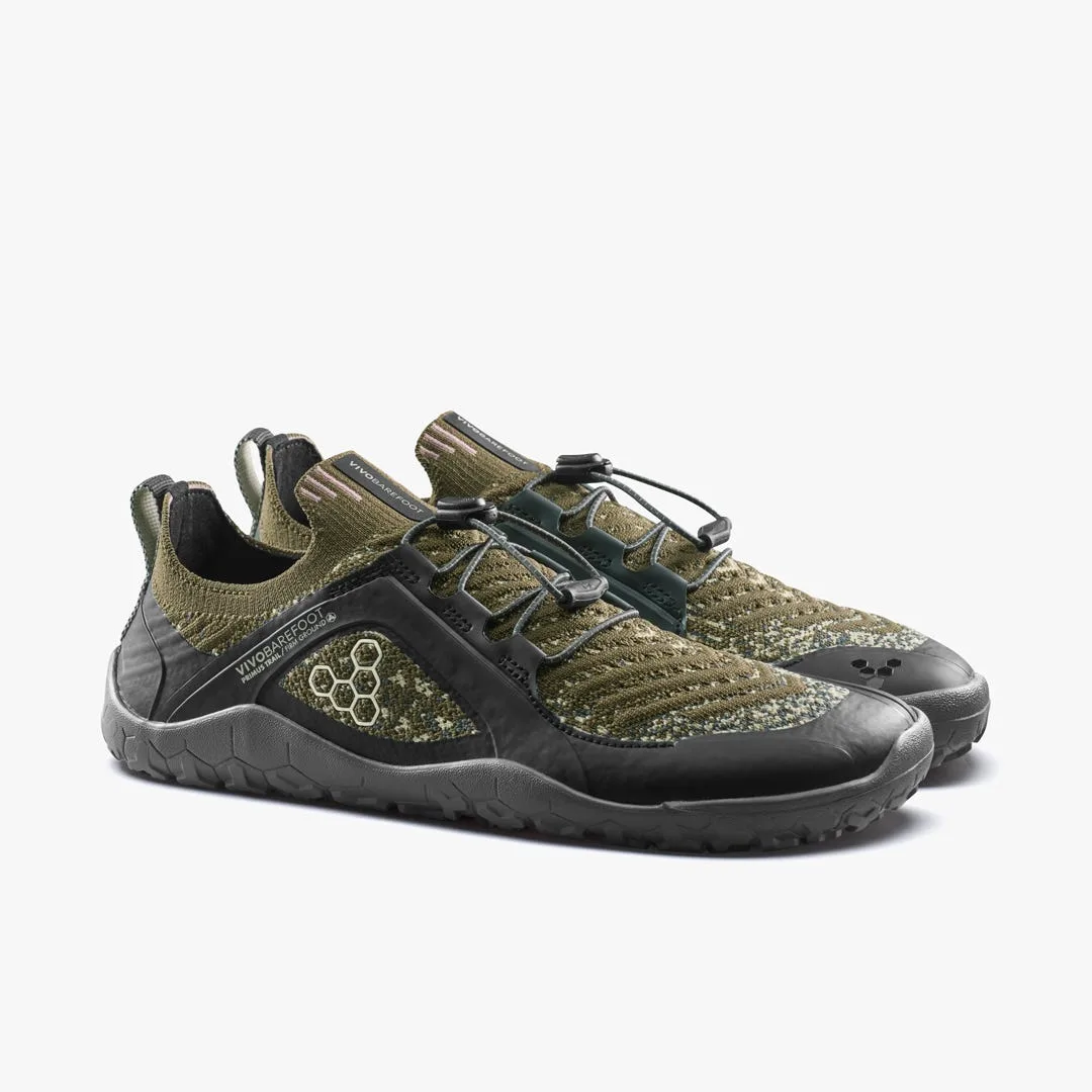 Кроссовки Vivobarefoot Primus Trail Knit FG Grounding — женская модель, тёмно-оливковый, фото 4